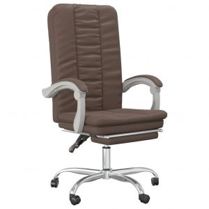 Chaise fauteuil si&egrave;ge pivotante de inclinable de bureau informatique &eacute;tude similicuir brun Helloshop26 02_0024256 - Neuf