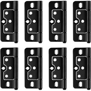 8 Pcs Charniere Porte Lourde, Charni&egrave;res de Porte Pliables Noires, Charni&egrave;res de Porte Pliantes Silencieuses sans Mortaise, Charni&egrave;res pour Int&eacute;rieures Ext&eacute;rieures Fen&ecirc;tres Armoires (76 mm x 35 mm) - Neuf