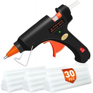 Chenquansarl-Pistolet &Agrave; Colle Ignifuge Avec 30 Pcs Colle B&acirc;tons (130mm X 7mm), Pistolet A Colle C Anti &Eacute;coulement Pour R&eacute;paration, Convient Pour L'artisanat, Le Bricolage, Mini Pistolet &Agrave; Colle 20w - Neuf