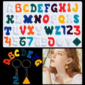Moule Alphabet Resine, Moule Lettre Silicone Pour Resine, Moule Epoxy Porte Cl&eacute;s, Moulle De Coul&eacute;e Pour Bricolage Bijoux, Pendentif, D&eacute;corations De G&acirc;teau - Neuf