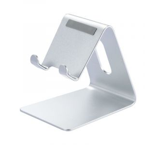 Support De Bureau Pour Téléphone Portable - Station D'accueil En Aluminium Pour Iphone 13, 12 Pro, Mini, 11, X, Xs Max, 8, 7, 6, 6s Plus, 5, Se, Samsung, Huawei, Tous Les Smartphones (Argent) - Neuf