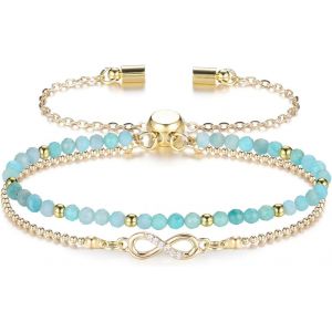 Eryi-Bracelet Pierre Naturelle Perle Fine Pierre Précieuse De 3mm Bracelet Porte Bonheur Bijoux Fantaisie Pour Femme Fille Fête De Mère Valentine - Neuf