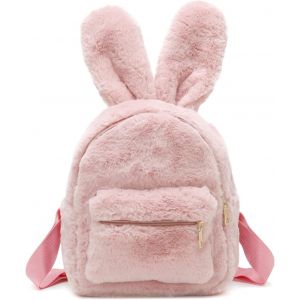 Sacs à Dos de Lapin Mignons pour Filles,Sac à Dos pour Femmes avec Oreilles de Lapin Sac à Bandoulière en Peluche Sac d'école Cartable[T520] - Neuf