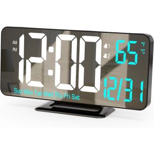 COPF-Réveil Numérique 17Cm Noir Chambre Double Alarme Date Seconde Jour De La Semaine 12/24 Heures Variation Température Horloge Ordinateur Horloge Led - Neuf