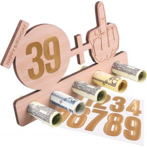 Cadeau D'argent En Bois,Argent Cadeau Anniversaire Bois,Cadeau D'argent,N+1 Ans D&eacute;coration D'anniversaire,Cadeau D'anniversaire Personnalisable,Avec 2 Autocollants Num&eacute;rot&eacute;s,16.5&times;10.9&times;0.5cm[Z5697] - Neuf