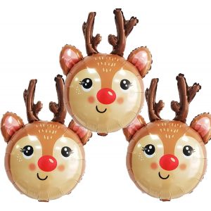 CAUC-Ballons de No&euml;l, 3pcs D&eacute;coration de Ballon de No&euml;l, Ballons de No&euml;l en Aluminium, Renne Ballon Helium, Ballon Helium No&euml;l, Deco Noel Ballon, D&eacute;coration de No&euml;l Ballons de No&euml;l (Couleur A) - Neuf