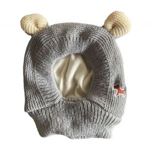 Chapeau D'hiver Pour Enfants, Casquette Tricotée Pour Animaux De Compagnie, Haute Élasticité, Garde Au Chaud, Couleur Unie, Décor D'oreille, Bonnet Pour Garçons Et Filles, Accessoire Photo, Couvre-Chef-Gris - Neuf