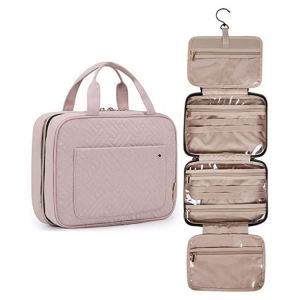 Trousse de toilette de voyage à suspendre pour femmes et hommes (rose), trousse d'hygiène pliable, organiseur de maquillage - Neuf