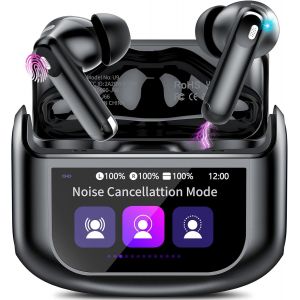 Ecouteurs Bluetooth sans Fil, 48H Écouteur Bluetooth 5.4 avec Écran Tactile Multifonction, IPX7 Étanche Stéréo Immersif Ecouteurs sans Fil avec Réduction du Bruit ANC/ENC/Mode Transparence/Mode 5 EQ - Neuf
