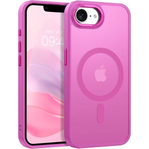 Maa-Coque Magnétique Pour Iphone 16e, 6,1 Pouces, Compatible Avec Magsafe, Etui Translucide Mat Arrière Housse Fine Antichoc Case Pour Les Femmes Et Les Filles, Rose Vif - Neuf
