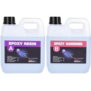 Mevronisshop-Resine Epoxy Transparente Et Durcisseur, 1200ml R&eacute;sine &Eacute;poxy Transparente, 1: 1 Ratio Rev&ecirc;tement En R&eacute;sine &Eacute;poxy Cristalline Pour Craft,Fabrication De Bijoux, Tables De Rivi&egrave;re - Neuf
