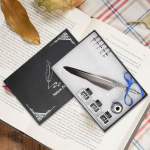 Coffret cadeau de 8 stylos a plume de calligraphie retro (degrade noir et blanc) - Neuf