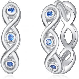 Chenquansarl-Boucles D'oreilles Créoles Rondes En Argent Sterling 925 Avec Zircone Bleu Infini Pour Hélix Cartilage Huggie Pour Femmes Et Filles, Zircone Cubique - Neuf