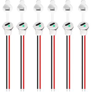 KAL-6Pi&egrave;ces Connecteur Usb C A Souder Prise Femelle,Ronde Usb C 2 Fils Femelle Connecteur Panneau,150Mm 24 Awg, Avec Lumi&egrave;re Led Cache-Poussi&egrave;re Et &Eacute;crous, Blanc Avec Fonction Pd - Neuf