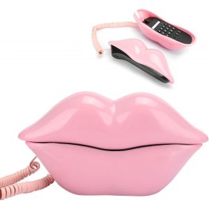T&eacute;l&eacute;phone Fixe Rose Lip T&eacute;l&eacute;phone T&eacute;l&eacute;phones Pour La Maison Filaire Cordon Enfants L&egrave;vres Flip Vintage Antique R&eacute;tro Bluetooth Avec Vieux Payer Telefono De Fashio - Neuf