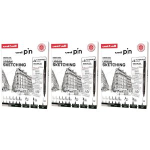 Uni-Ball Lot De 3 Coffrets Feutres Techniques Urban Sketching 8 + 1 Porte-Mines - Neuf