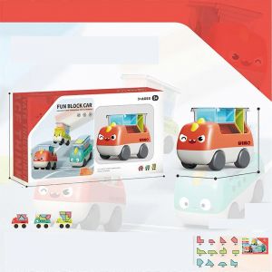 Building Block Car Toy For Children Mini Sliding Dinosaur Car Toy Educational Logical Thinking Friction Play Vehicle Toy-E - Neuf
