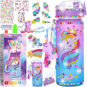 Eryi-Licorne Bricolage Gourde Fille Diy Cadeau Fille 4 5 6 7 Ans, Licorne Fille Gourde 600ml, Licorne Bricolage Gourde Fille Diy Gourde Bouteille, Décore Ta Propre Bouteille D'eau Pour Les Filles - Neuf