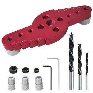 YEMAESRE-12 Pièces Guide Percage,Perçage Précis De Conception 2 En 1,Aluminium Gabarit De Percage,Gabarit De Perçage Bois,Pour Portes D'Armoires,Sols,Dessus De Bureau,Panneaux Muraux,Etc - Neuf