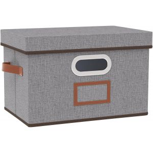 Boîte de Rangement Pliables,Paniers avec Couvercle et Poignées,Cube en Tissu Lavable,pour Vêtement,Magazine pour Maison (Gris,38 x 25 x 25 cm) - Neuf