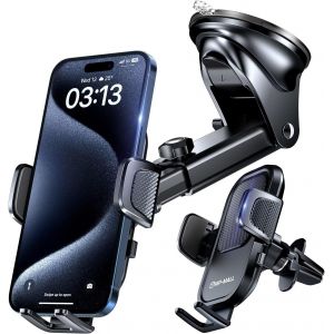 Cmjaagur-Support De T&eacute;l&eacute;phone De Voiture Avec Ventouse Et Clip Super Ferme Pour Tableau De Bord, Pare-Br Et Grille D'a&eacute;ration Pour 15 Pro 14 13 12[M676] - Neuf