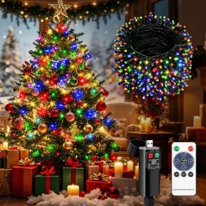 Jgd-Guirlande Lumineuse Sapin De Noel 30m 300led Multicolore Usb Rechargeable, 8 Modes & 3 Luminosit&eacute;s, T&eacute;l&eacute;commande Minuterie Ip44 &Eacute;tanche Pour No&euml;l Jardin Mariage F&ecirc;te Int&eacute;rieur Ext&eacute;rieur - Neuf