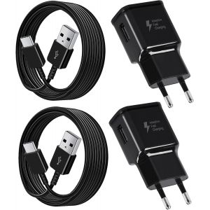 JGD-2-Pack Chargeur Rapide et C&acirc;ble USB Type C pour Samsung Galaxy A15 A14 A13 A04s A05s A71 A55 A54 A53 A42 A35 A34 A33 A25 A23 M53 M34 M13 S8 S9 S10 S20 S21 Plus, Chargeur USB C Tablette Telephone - Neuf