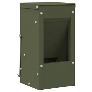 Vidaxl Distributeur Pour Lapins Vert Olive 12,5 X 12,5 X 25 Cm - Neuf