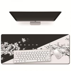 Dewenwils noir et blanc japonais cerise jeu tapis de souris plus long tapis de table couture bord - Neuf
