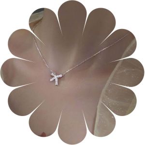 Kal-Mode Brillant Strass Noeud Papillon Collier Ras Du Cou Argent Cha&icirc;ne Bling Noeud Papillon Pendentif Collier Noeud Papillon Cristal Collier Bijoux Pour Femmes Filles (Argent) - Neuf