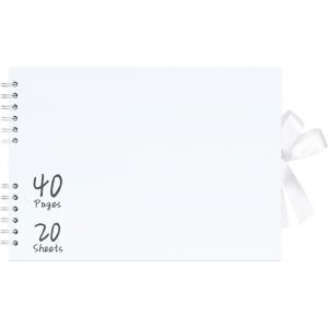 Album Photo 29x21,5 Cm,Album Scrapbooking Diy Avec 40 Pages Papier Kraft Blanc &Eacute;pais,Album Photo Vierge Pour Mariage,B&eacute;b&eacute;,Famille,Livre Scrapbooking Personnalisable,Blanc - Neuf