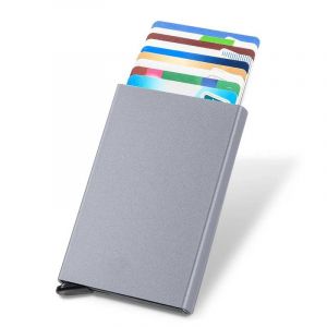 Portefeuille Pop Up mince,porte-carte de cr&eacute;dit minimaliste pour hommes et femmes,blocage RFID,Mini bo&icirc;tier en m&eacute;tal--Space Grey - Neuf