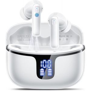 JGD-Ecouteurs Bluetooth sans Fil, &Eacute;couteurs Bluetooth 5.3 Oreillette Sport Casque HiFi Son avec 4 ENC Mic, 40H Dur&eacute;e de Lecture &Eacute;cran LED, IP7 &Eacute;tanche, Contr&ocirc;le Tactile, Compatible Android and iOS, B - Neuf