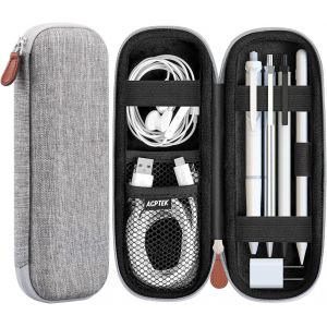 Housse Apple Pencil Case Etui Rigide Coque Durable Prime Cuir PU Sac de Protecteur Compatible avec Apple iPad Pro/iPad, Samsung, Huawei, Surface Pro Stylus (int&eacute;gr&eacute; Poche Support)- Gris - Neuf