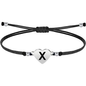 Eryi-- Bracelet Lettre Initiale A - Z En Acier Inoxydable Avec Fil Ciré, Bracelet Femme Ou Homme, Bracelet Coeur Avec Lettre Gravée, Cadeau Pour Mère, Fille, Amie, Petite Amie - Neuf
