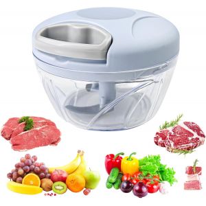 Eryi-Mini Hachoir Manuel Cuisine, 500 Ml Coupe Oignon Manuel Avec Cordon De Tirage, Mixeur Manuel Avec 3 Lames En Acier Inoxydable, Decoupe Oignon Manuel, Hacheur Legume, Eminceur Oignon (Bleu) - Neuf