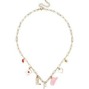 Kal-Collier À Breloques Initiales Or Pour Femmes, Cowgirl Occidentale Collier Pendentif Lettre Bottes De Cowboy Chapeau Collier Chaîne Trombone Tendance Cadeau De Bijoux - Neuf