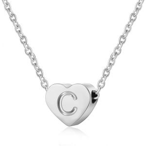 Kal-Collier Femme Coeur Argent Avec Lettre Pendentif Collier Prénom Initiale Femme Et Fille Anniversaire Cadeau Exquis Et Mignon - Neuf