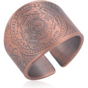Trahoo-Bague Sceau Des 7 Archanges Bague Cube Métatron Bague Sceau De Lilith Biblique Bague Amulette Talisman Bague Géométrie Bague Cuivre Bonne Chance Protection Bijoux Religieux Pour Hommes Femmes - Neuf