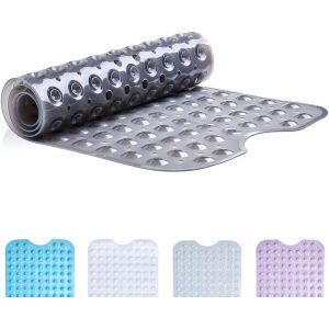 (gris, 100x40 cm) Tapis de bain, baignoire, douche - avec ventouse Antidérapant, anti-moisissure, lavable en machine, sans latex, convient aux seniors et aux enfants - Neuf