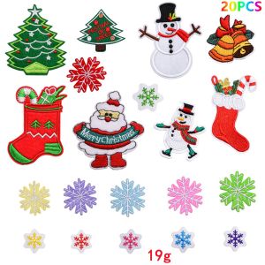 20 X Sur Le Th&egrave;me De No&euml;l Brod&eacute; Fer &Agrave; Repasser Sur Les Patchs En Forme De Chaussettes De No&euml;l, Bonhomme De Neige, Cadeau Du P&egrave;re No&euml;l - Neuf