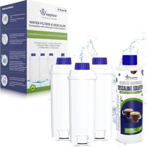 Jgd-&reg; - 3 Filtres &Agrave; Eau Compatibles Avec Les Machines &Agrave; Caf&eacute; Delonghi Et Un D&eacute;tartrant 300ml, Kit D&iquest;Entretien Complet Compatible Avec Machine &Agrave; Caf&eacute; Magnifica, Dinamica, Autentica, Primadonna - Neuf