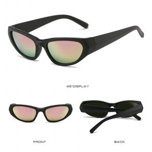 Lunettes De Soleil D'&eacute;quitation En Forme D'?il De Chat Uv400 Lunettes De Sport Lunettes Anti-&Eacute;blouissement Noir Rose - Neuf