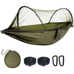 Ulteronixshop-Hamac D'ext&eacute;rieur Ultra L&eacute;ger 270 X 140 Cm Avec Moustiquaire, Hamac Robuste Et Durable Avec Sac De Rangement, Convient Pour Jardin, Camping, Balcon, Cour, Plage - Neuf