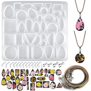 Mevronisshop-Moules En Silicone Pour Bijoux - Pendentif En R&eacute;sine Epoxy - 48 Cavit&eacute;s - Pendentif Clip - Moules En Silicone Pour Pendentifs, Colliers, Bijoux, Bricolage, D&eacute;coration - Neuf