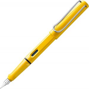 Safari Yellow-Stylo Plume Avec Grip Ergonomique Et Plume Acier Polie Pour Gaucher (Lh) En Taille M-Matière Plastique Robuste Asa-Avec Cartouche Bleue T 10 - Neuf
