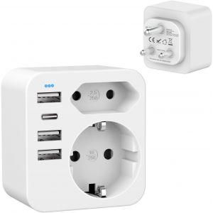 Eryi-Adaptateur De Voyage Afrique Du Sud Type M Avec 4 Ports Usb 3,4 A Pour Afrique Du Sud, Mozambique, Bhoutan, Namibie, Botswana - Neuf
