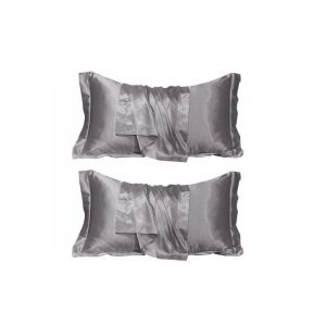 Taie D'oreiller En Satin 2 Pi&egrave;ces 48 X 74 Cm, Taie D'oreiller Douce Argent&eacute;e - Neuf