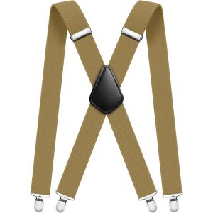 Cauc-Bretelles Homme Larges R&eacute;glable, Bretelles Extra Larges En X Pour Hommes, Bretelles Pour Hommes Avec De Tres Fortes 4 Clips - 3.5 Cm - Neuf