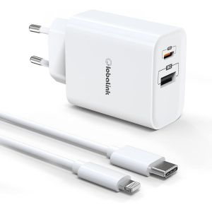 Thef-32w Chargeur Iphone Rapide, 2 Port Prise Charge Rapide [Certifié Mfi] - 20w Chargeur Usb C + 12w Usb A + Câble Usb C 2m Pour Iphone 13/Pro/Pro Max/12/Pro/Pro Max/Ipad/Samsung Galaxy/Pixel - Neuf